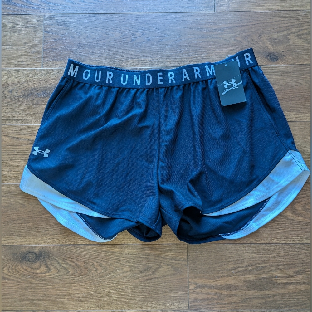 Under Armour Women's UA Play Up 3.0 Shorts Blue XL NWT **FLAW